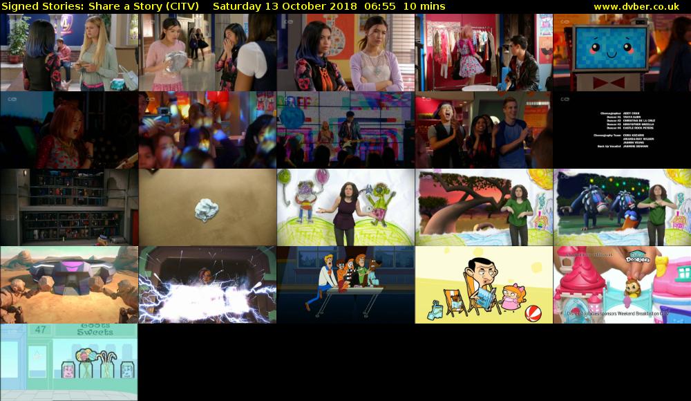 Signed Stories: Share a Story (CITV) Saturday 13 October 2018 06:55 - 07:05