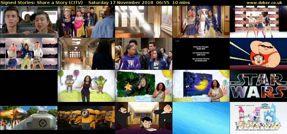 Signed Stories: Share a Story (CITV) Saturday 17 November 2018 06:55 - 07:05