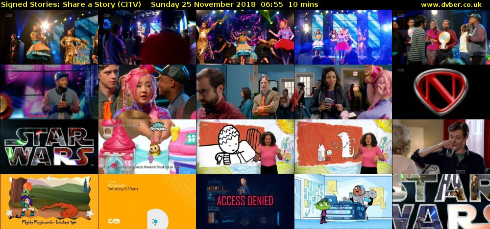 Signed Stories: Share a Story (CITV) Sunday 25 November 2018 06:55 - 07:05