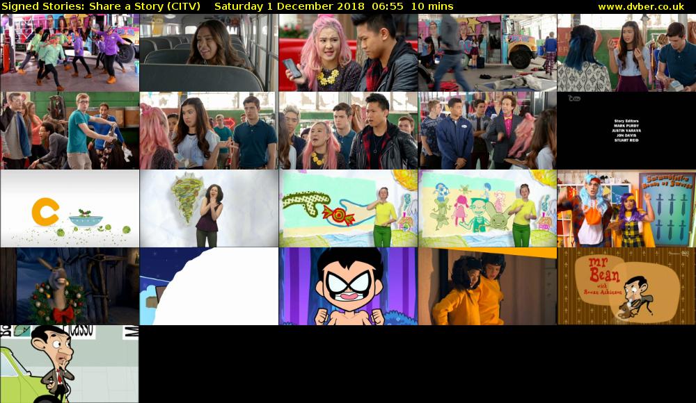 Signed Stories: Share a Story (CITV) Saturday 1 December 2018 06:55 - 07:05