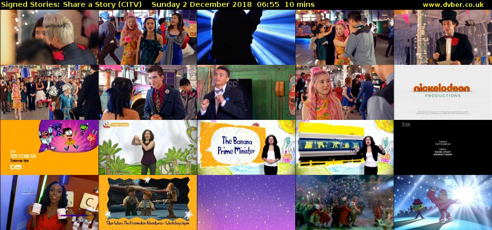 Signed Stories: Share a Story (CITV) Sunday 2 December 2018 06:55 - 07:05