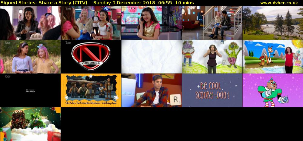 Signed Stories: Share a Story (CITV) Sunday 9 December 2018 06:55 - 07:05