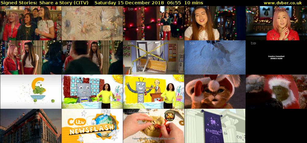 Signed Stories: Share a Story (CITV) Saturday 15 December 2018 06:55 - 07:05