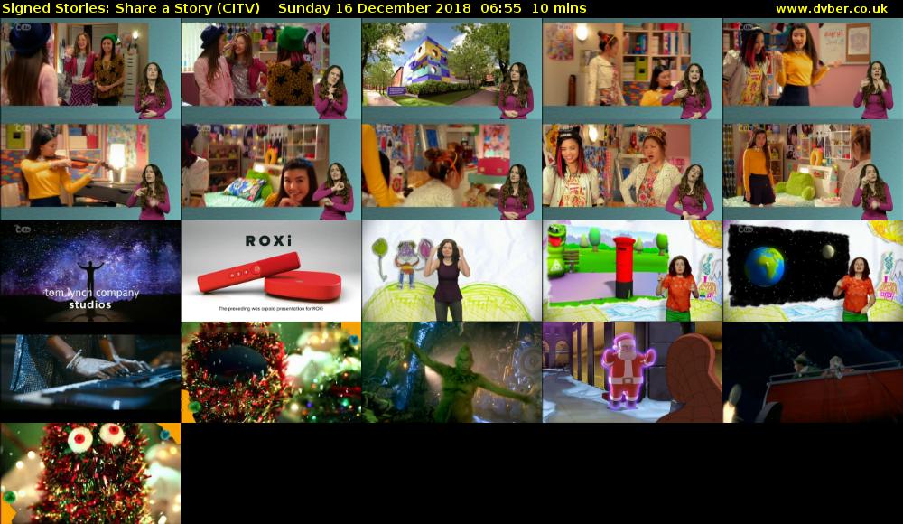 Signed Stories: Share a Story (CITV) Sunday 16 December 2018 06:55 - 07:05
