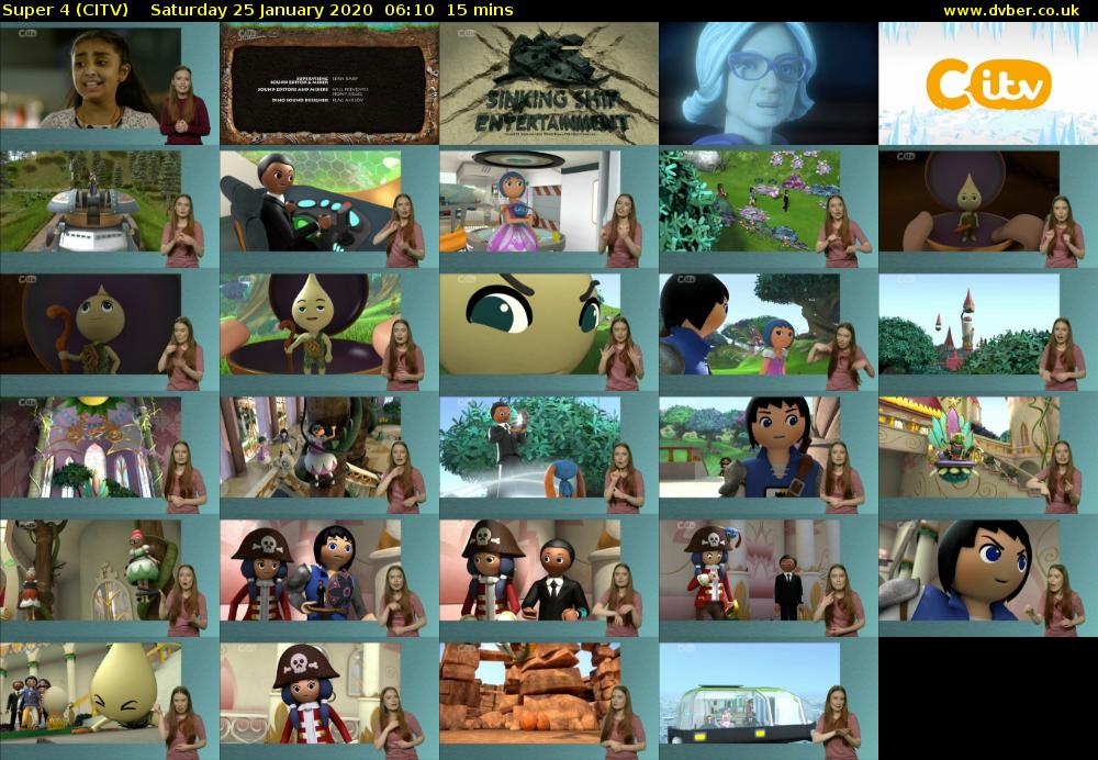 Super 4 (CITV) Saturday 25 January 2020 06:10 - 06:25