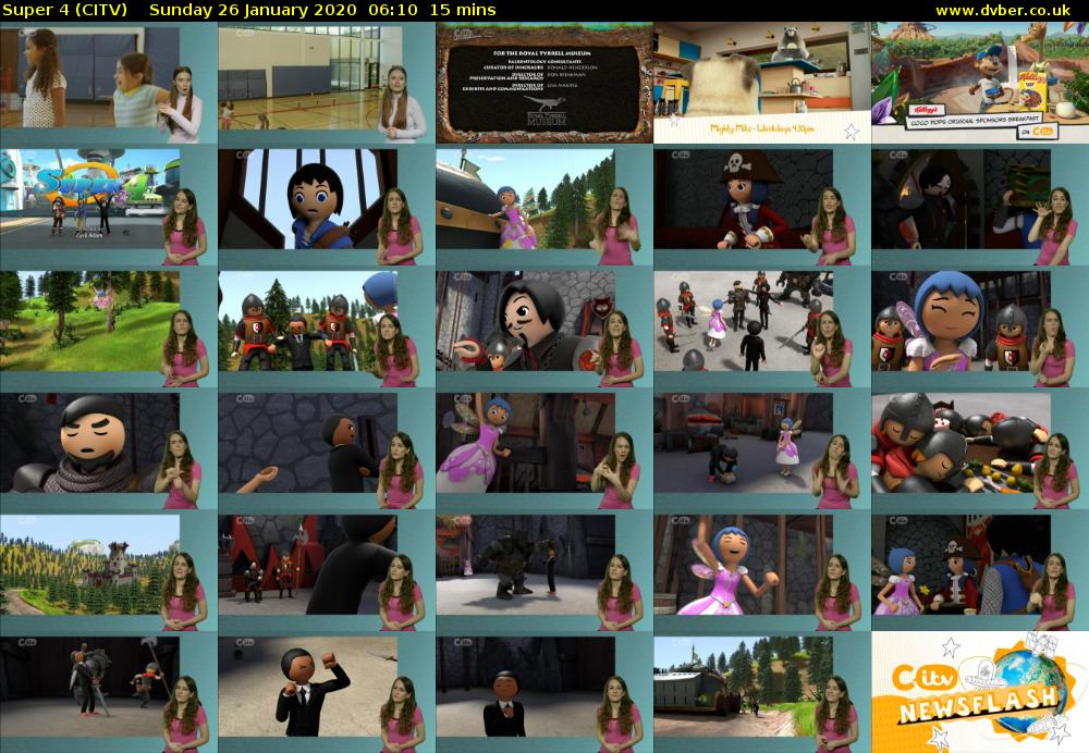 Super 4 (CITV) Sunday 26 January 2020 06:10 - 06:25