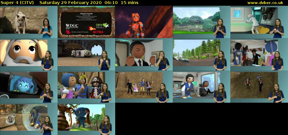 Super 4 (CITV) Saturday 29 February 2020 06:10 - 06:25
