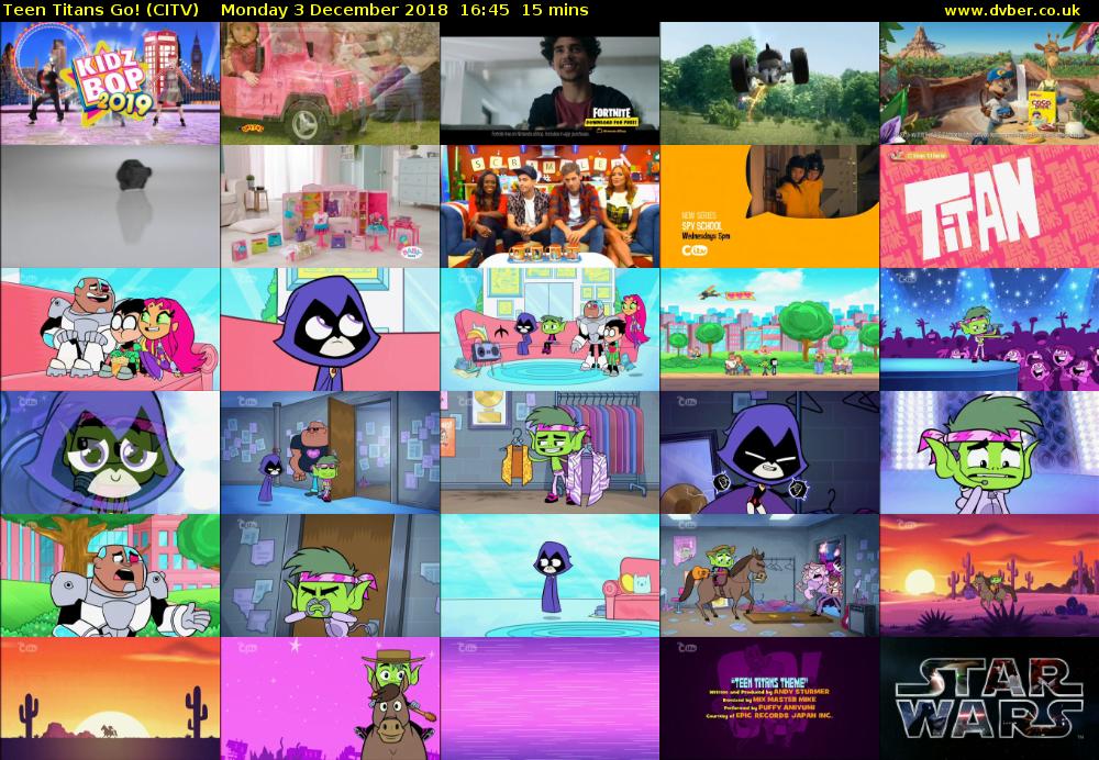 Teen Titans Go! (CITV) Monday 3 December 2018 16:45 - 17:00