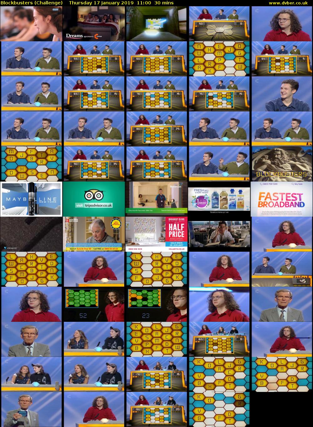 Blockbusters (Challenge) Thursday 17 January 2019 11:00 - 11:30