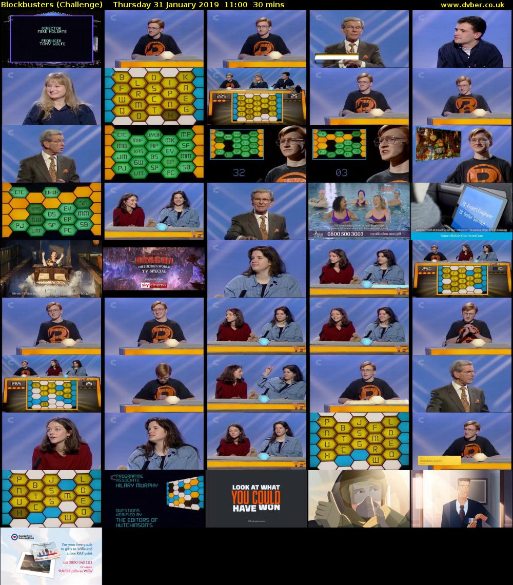 Blockbusters (Challenge) Thursday 31 January 2019 11:00 - 11:30