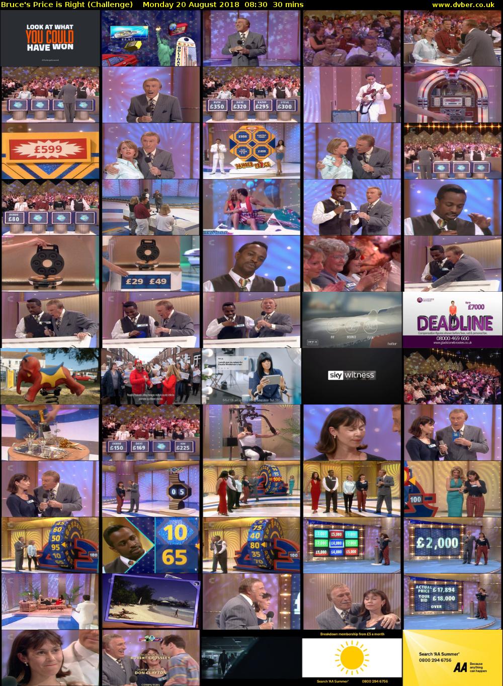 Bruce's Price is Right (Challenge) Monday 20 August 2018 08:30 - 09:00