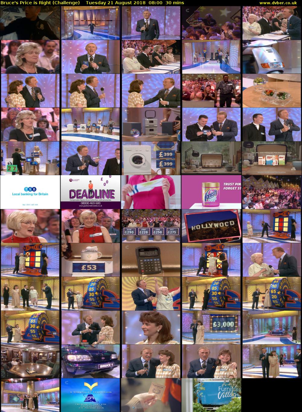 Bruce's Price is Right (Challenge) Tuesday 21 August 2018 08:00 - 08:30