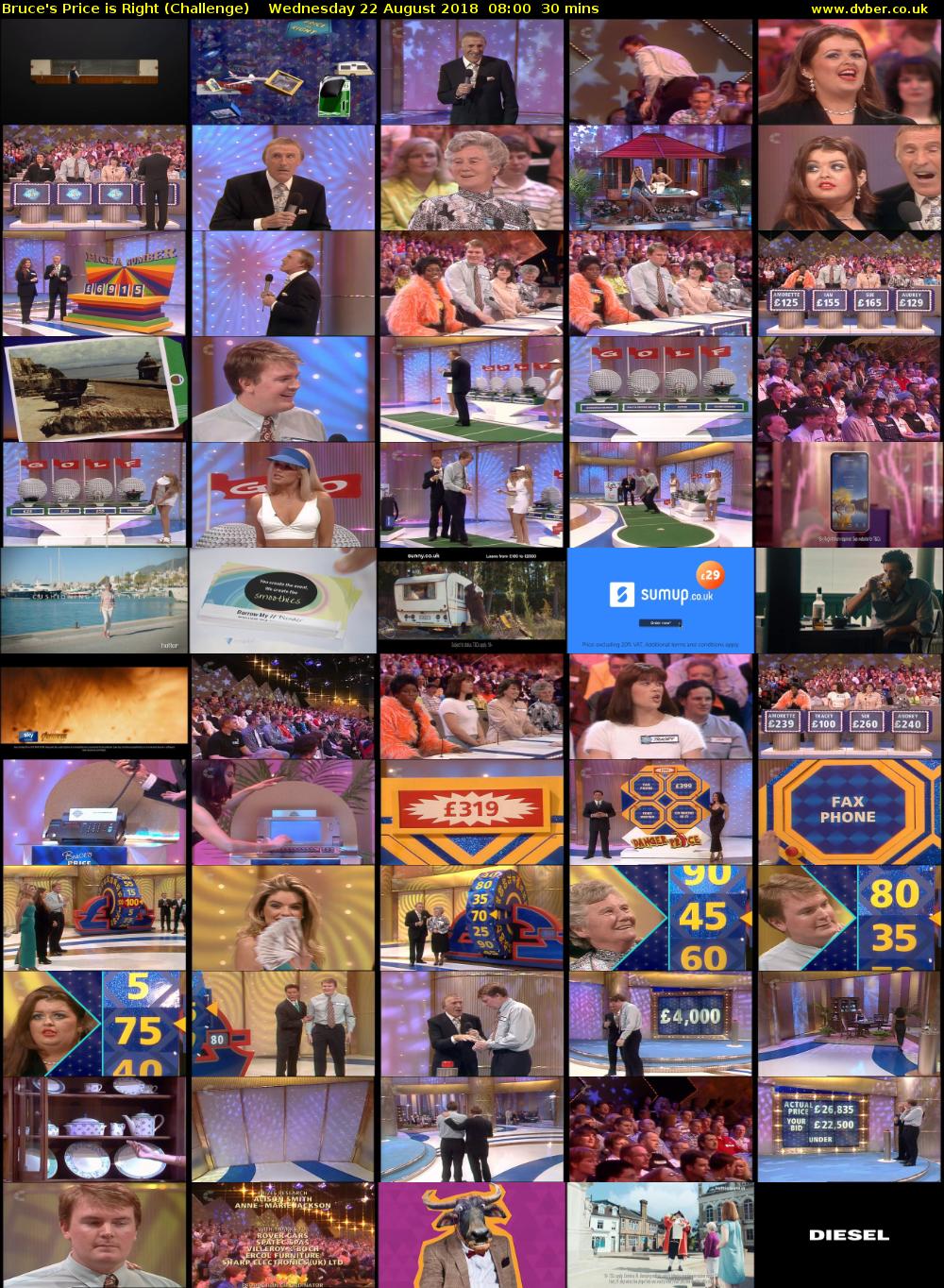 Bruce's Price is Right (Challenge) Wednesday 22 August 2018 08:00 - 08:30