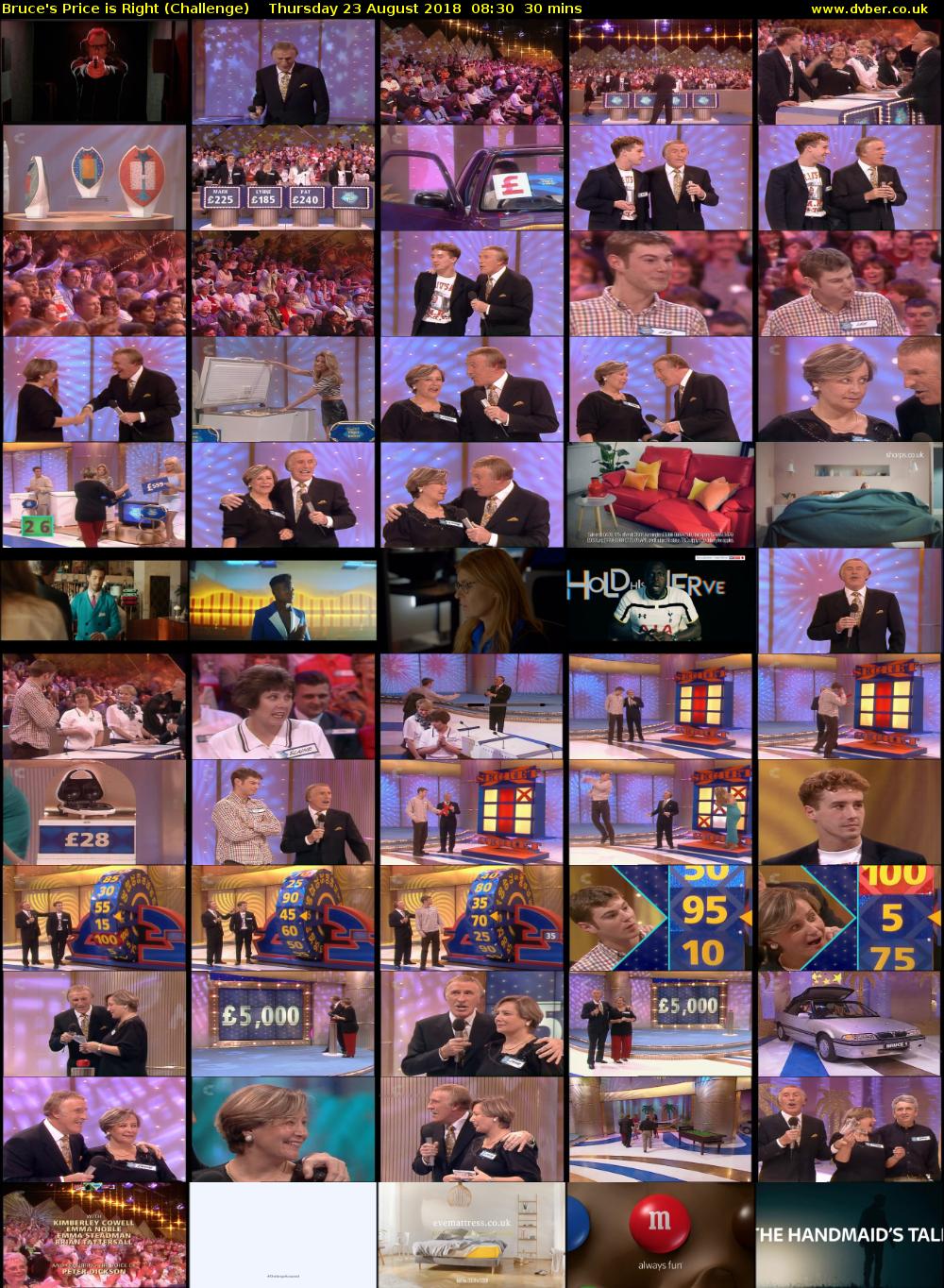 Bruce's Price is Right (Challenge) Thursday 23 August 2018 08:30 - 09:00