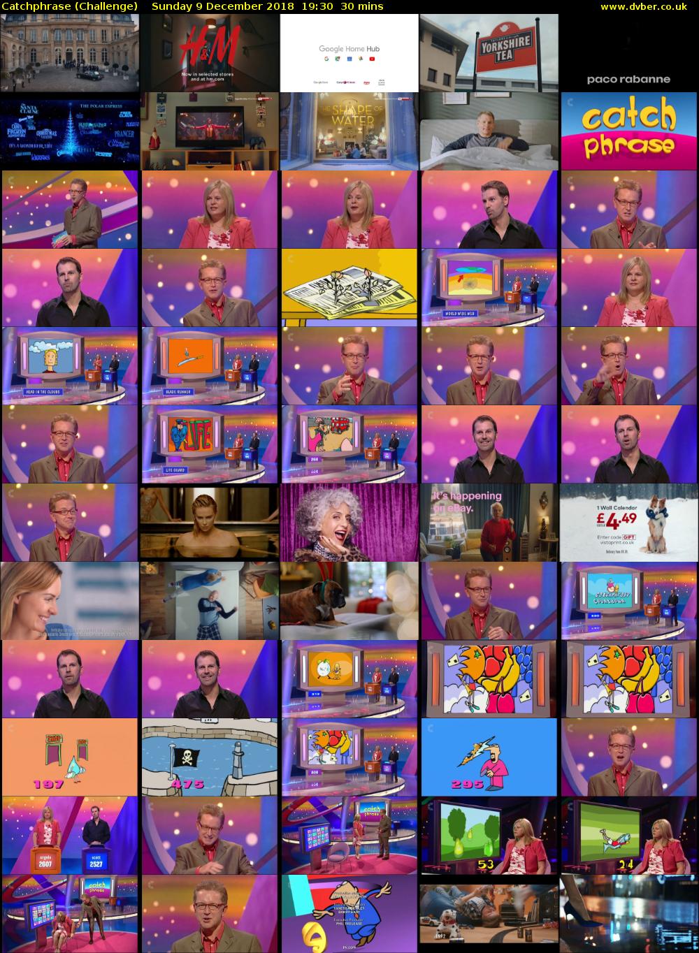 Catchphrase (Challenge) Sunday 9 December 2018 19:30 - 20:00