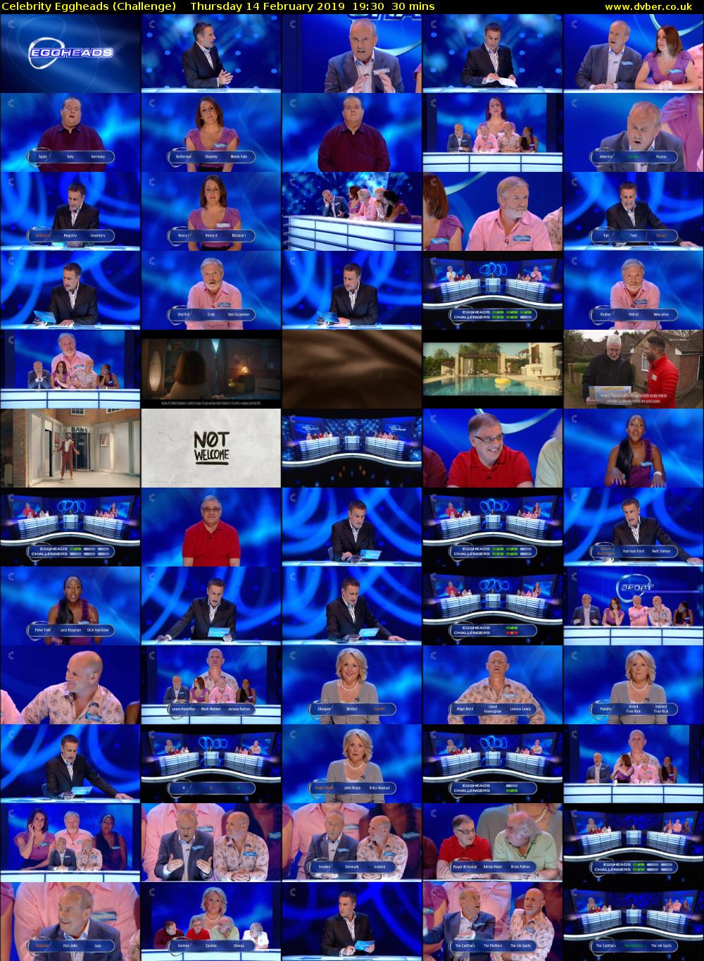 Celebrity Eggheads (Challenge) Thursday 14 February 2019 19:30 - 20:00