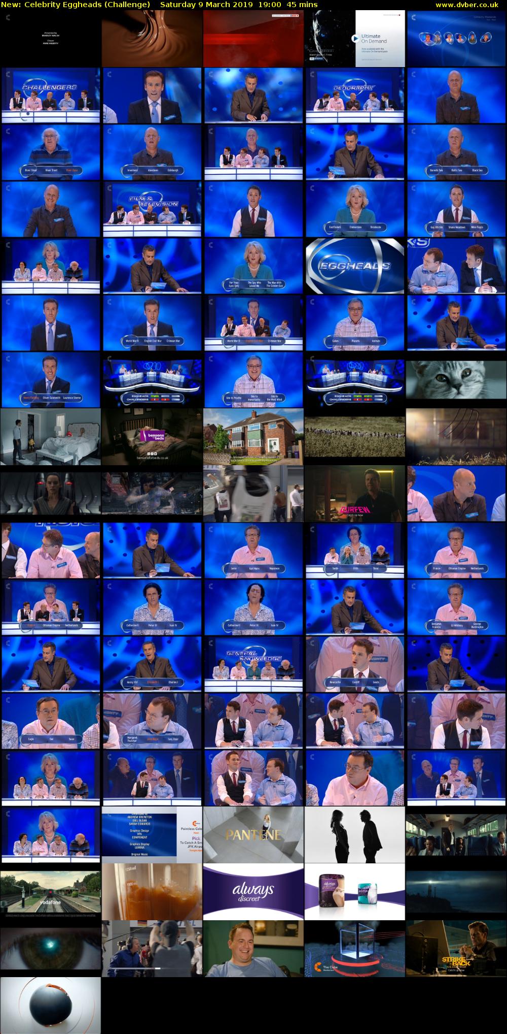 Celebrity Eggheads (Challenge) Saturday 9 March 2019 19:00 - 19:45