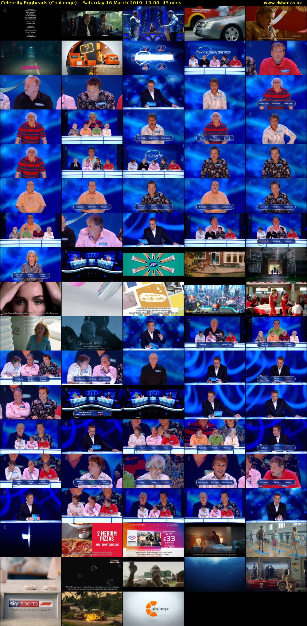 Celebrity Eggheads (Challenge) Saturday 16 March 2019 19:00 - 19:45