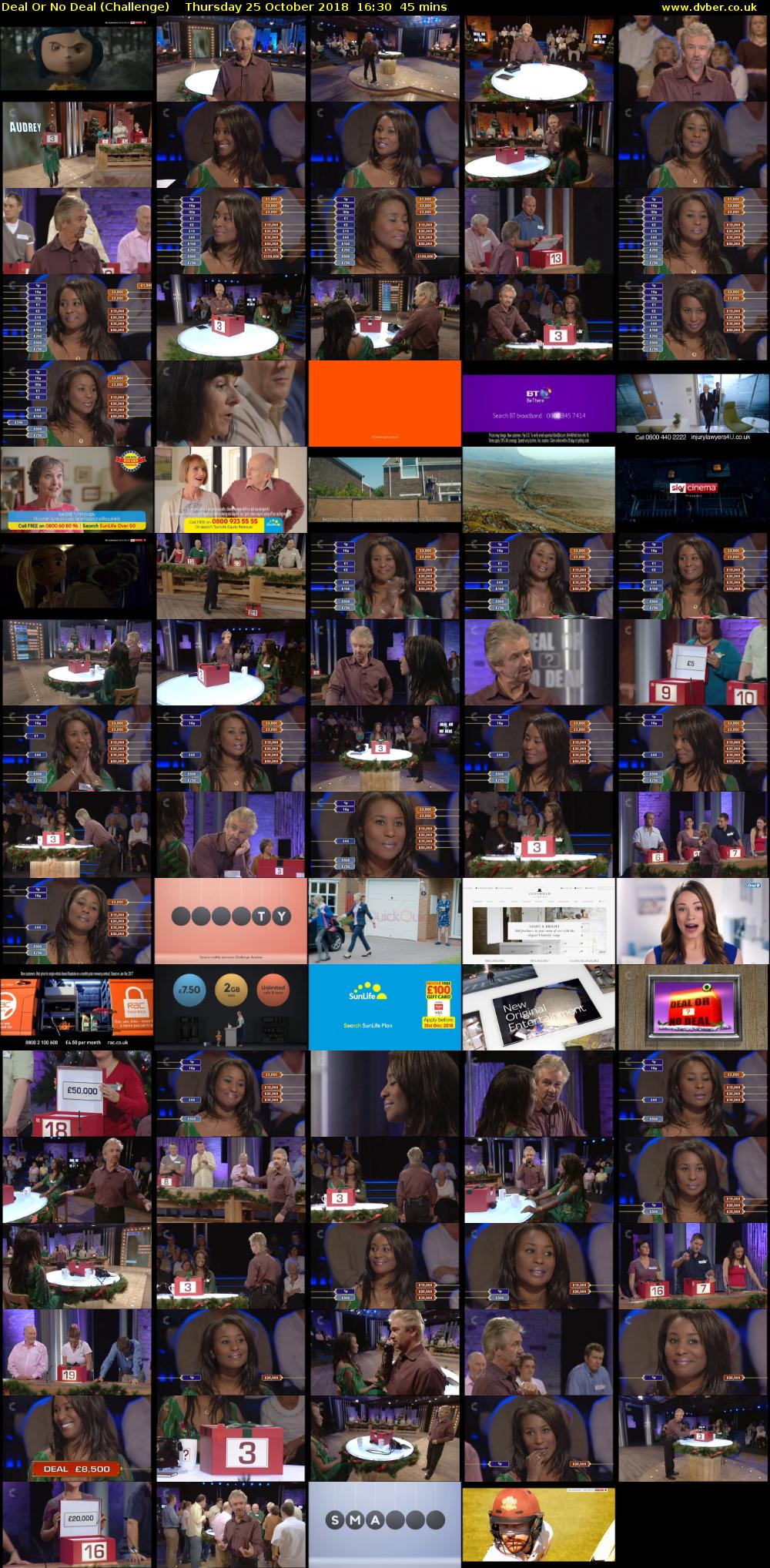 Deal Or No Deal (Challenge) Thursday 25 October 2018 16:30 - 17:15