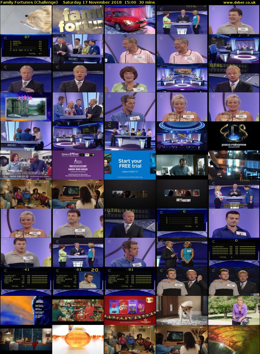 Family Fortunes (Challenge) Saturday 17 November 2018 15:00 - 15:30