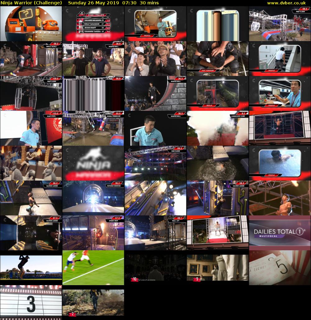 Ninja Warrior (Challenge) Sunday 26 May 2019 07:30 - 08:00
