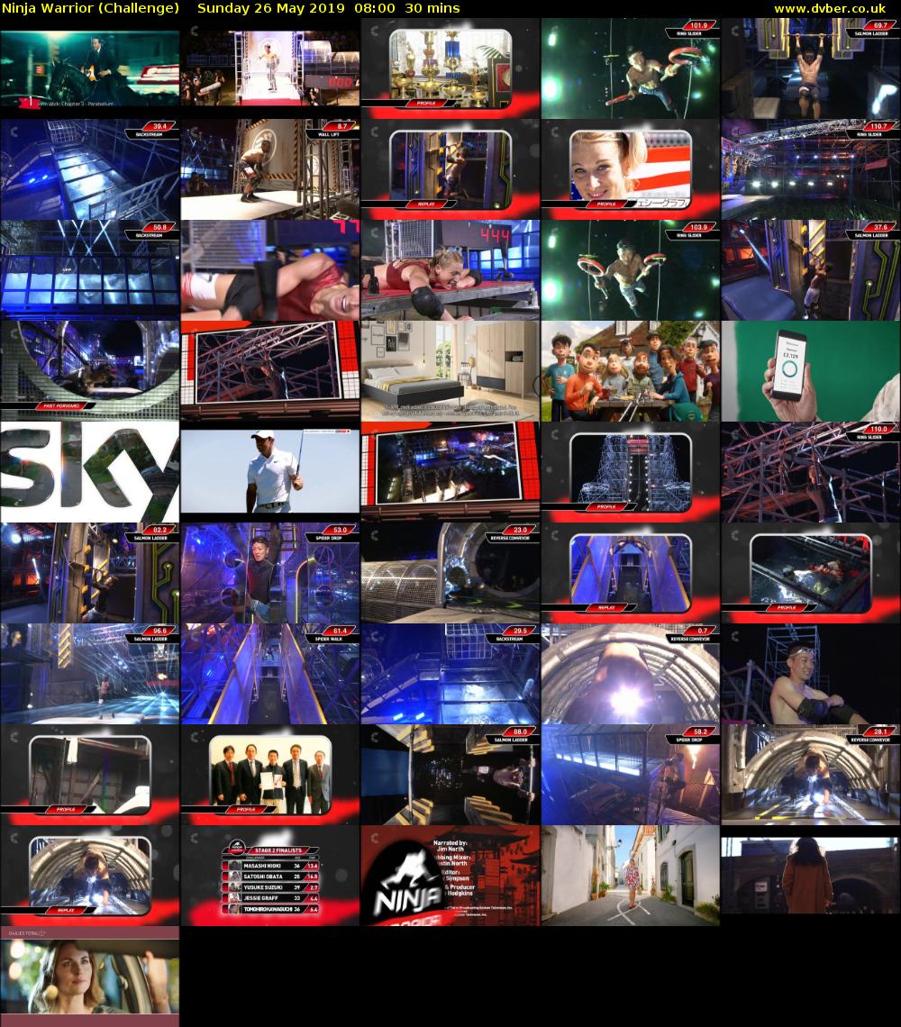 Ninja Warrior (Challenge) Sunday 26 May 2019 08:00 - 08:30