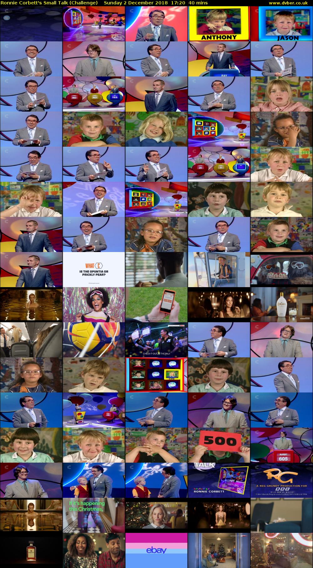 Ronnie Corbett's Small Talk (Challenge) Sunday 2 December 2018 17:20 - 18:00