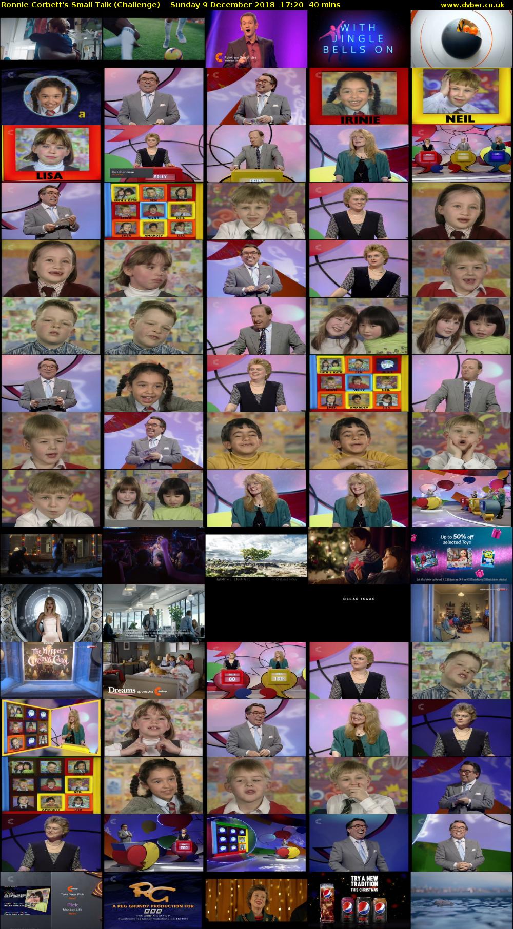 Ronnie Corbett's Small Talk (Challenge) Sunday 9 December 2018 17:20 - 18:00