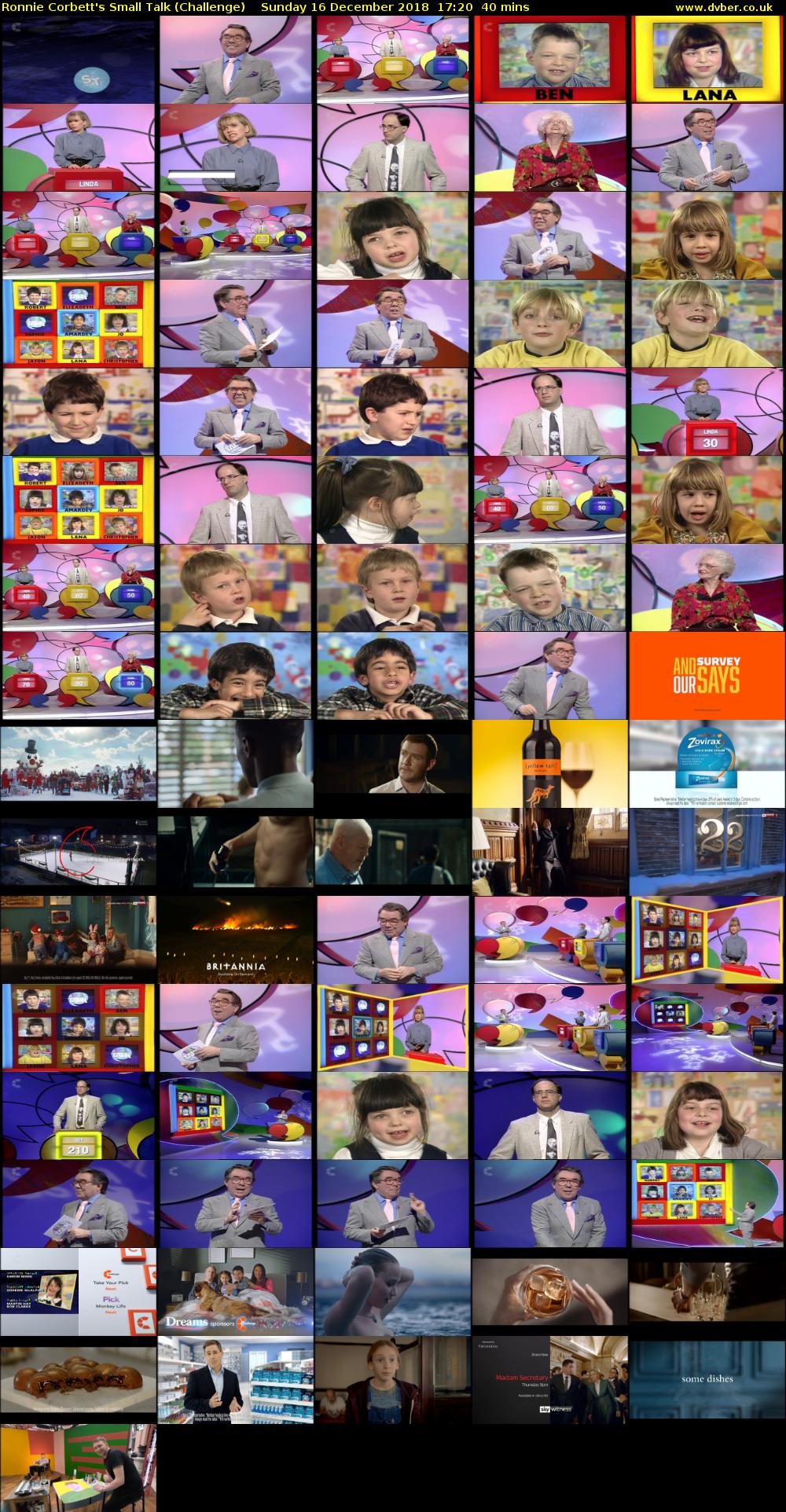 Ronnie Corbett's Small Talk (Challenge) Sunday 16 December 2018 17:20 - 18:00