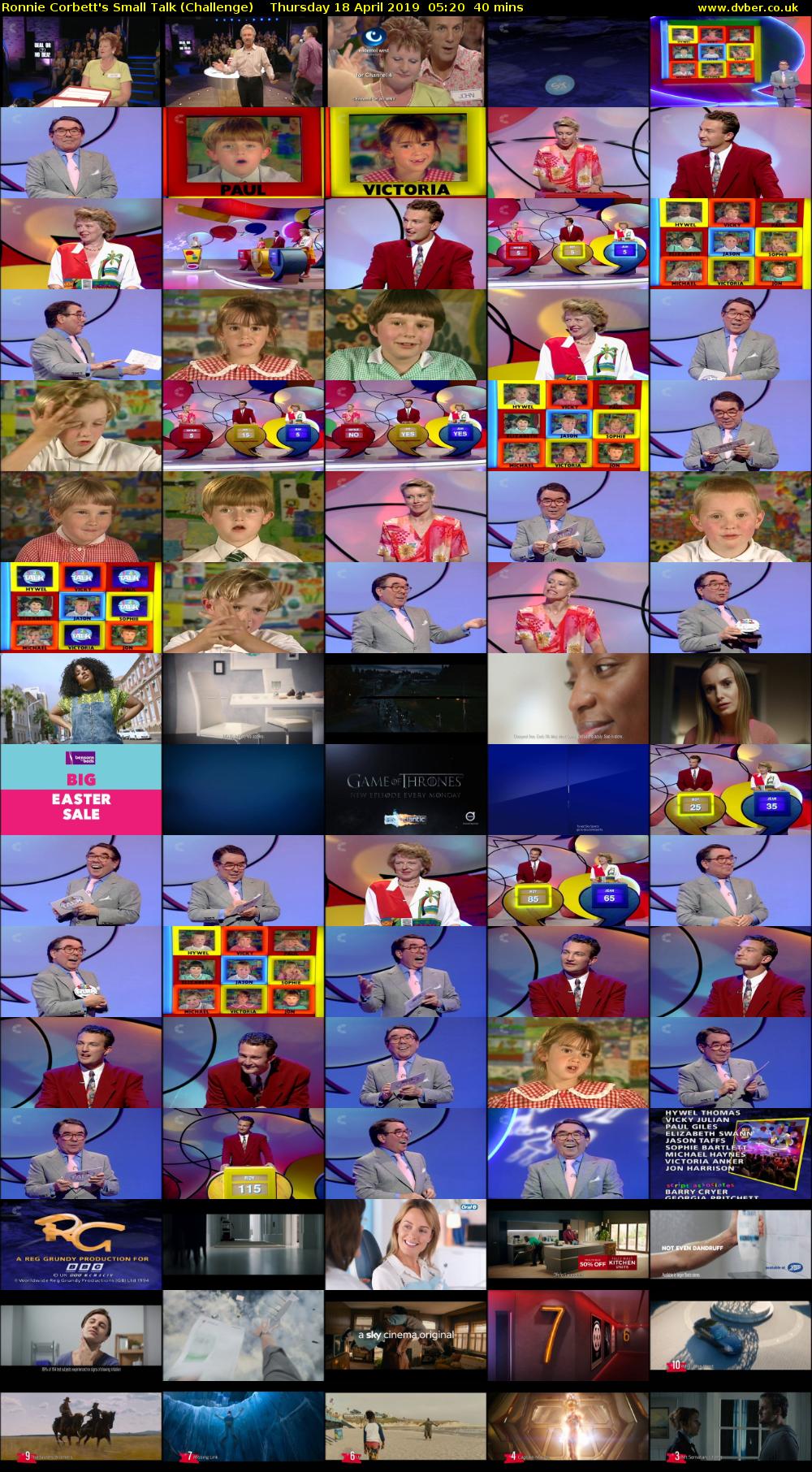 Ronnie Corbett's Small Talk (Challenge) Thursday 18 April 2019 05:20 - 06:00