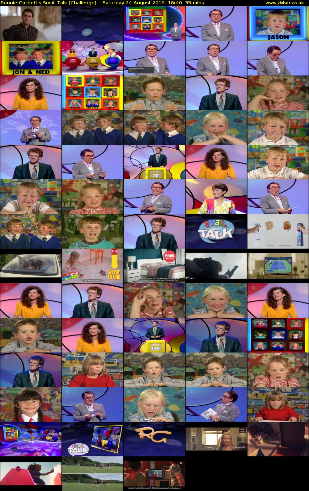Ronnie Corbett's Small Talk (Challenge) Saturday 24 August 2019 18:40 - 19:15