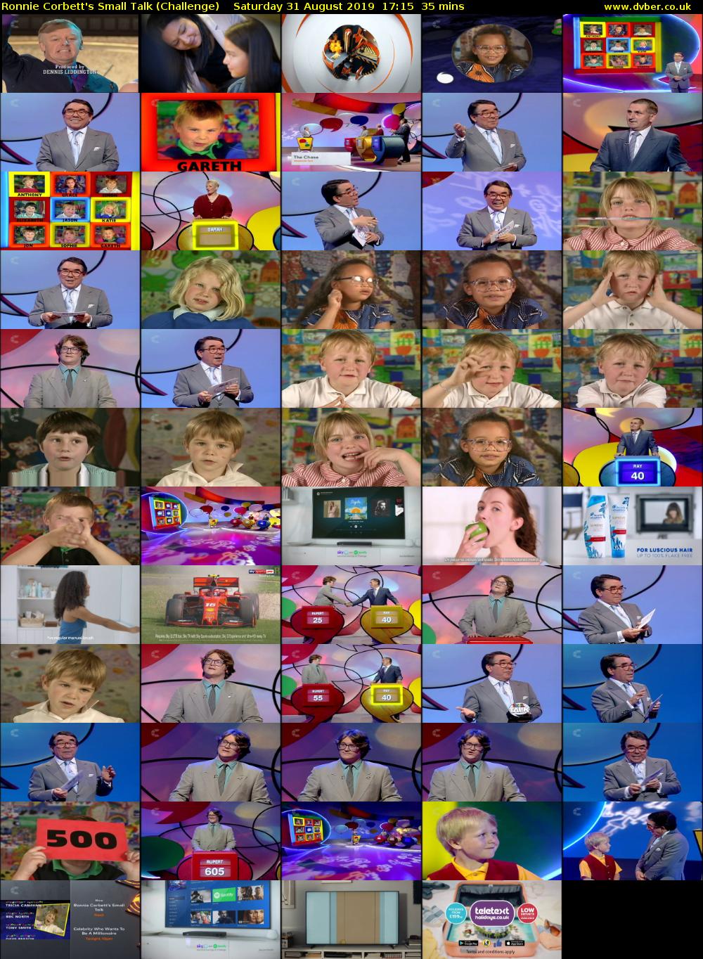 Ronnie Corbett's Small Talk (Challenge) Saturday 31 August 2019 17:15 - 17:50