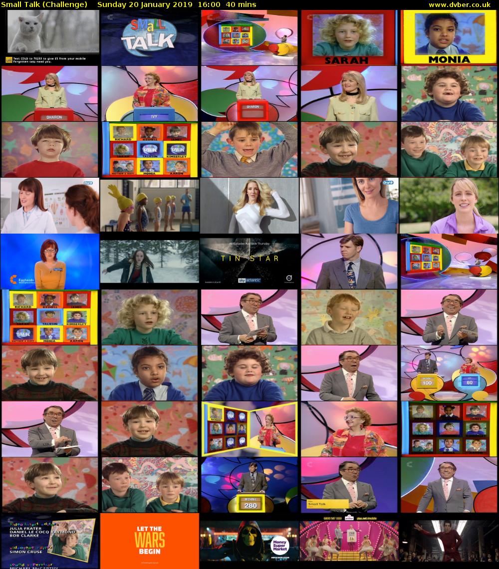 Small Talk (Challenge) Sunday 20 January 2019 16:00 - 16:40