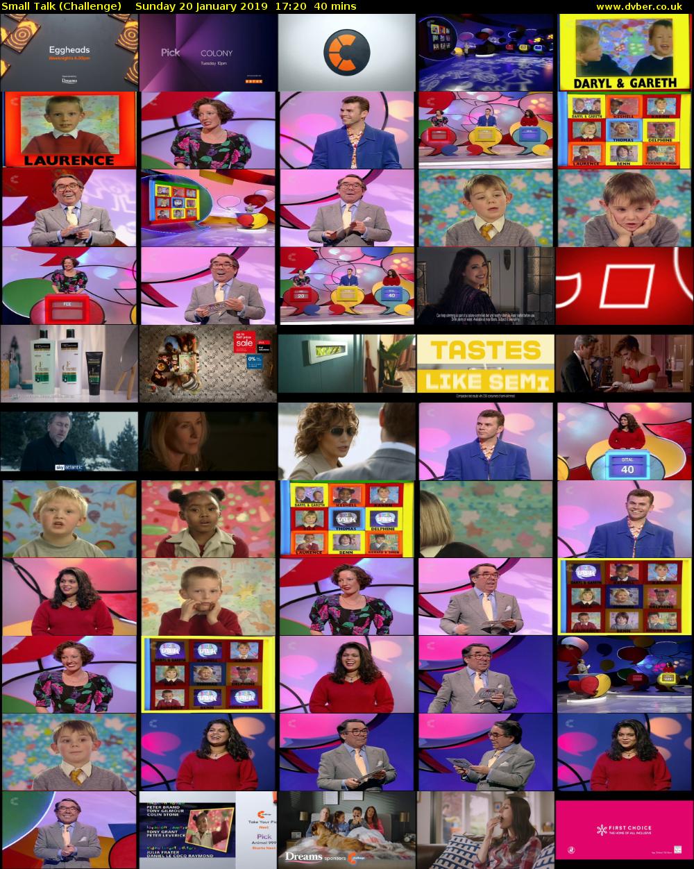 Small Talk (Challenge) Sunday 20 January 2019 17:20 - 18:00