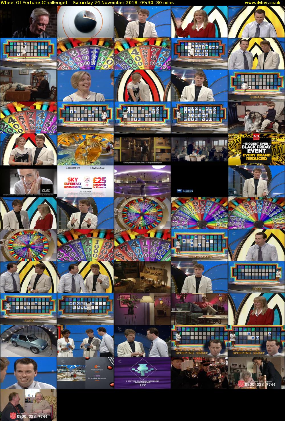 Wheel Of Fortune (Challenge) Saturday 24 November 2018 09:30 - 10:00