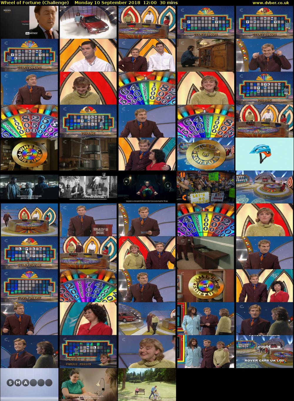 Wheel of Fortune (Challenge) Monday 10 September 2018 12:00 - 12:30