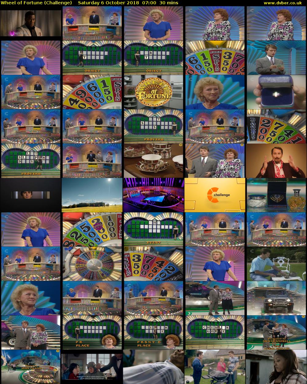 Wheel of Fortune (Challenge) Saturday 6 October 2018 07:00 - 07:30