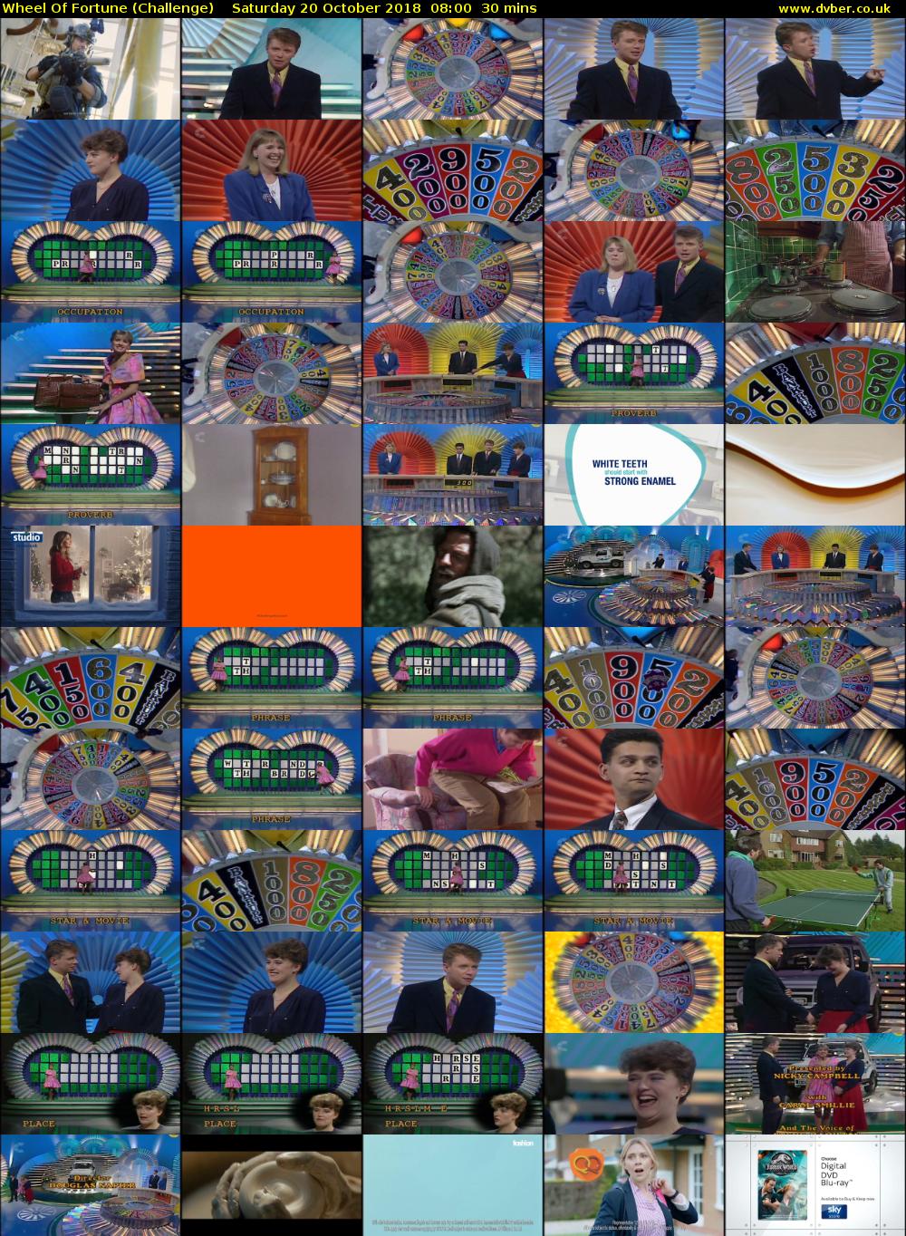 Wheel of Fortune (Challenge) Saturday 20 October 2018 08:00 - 08:30