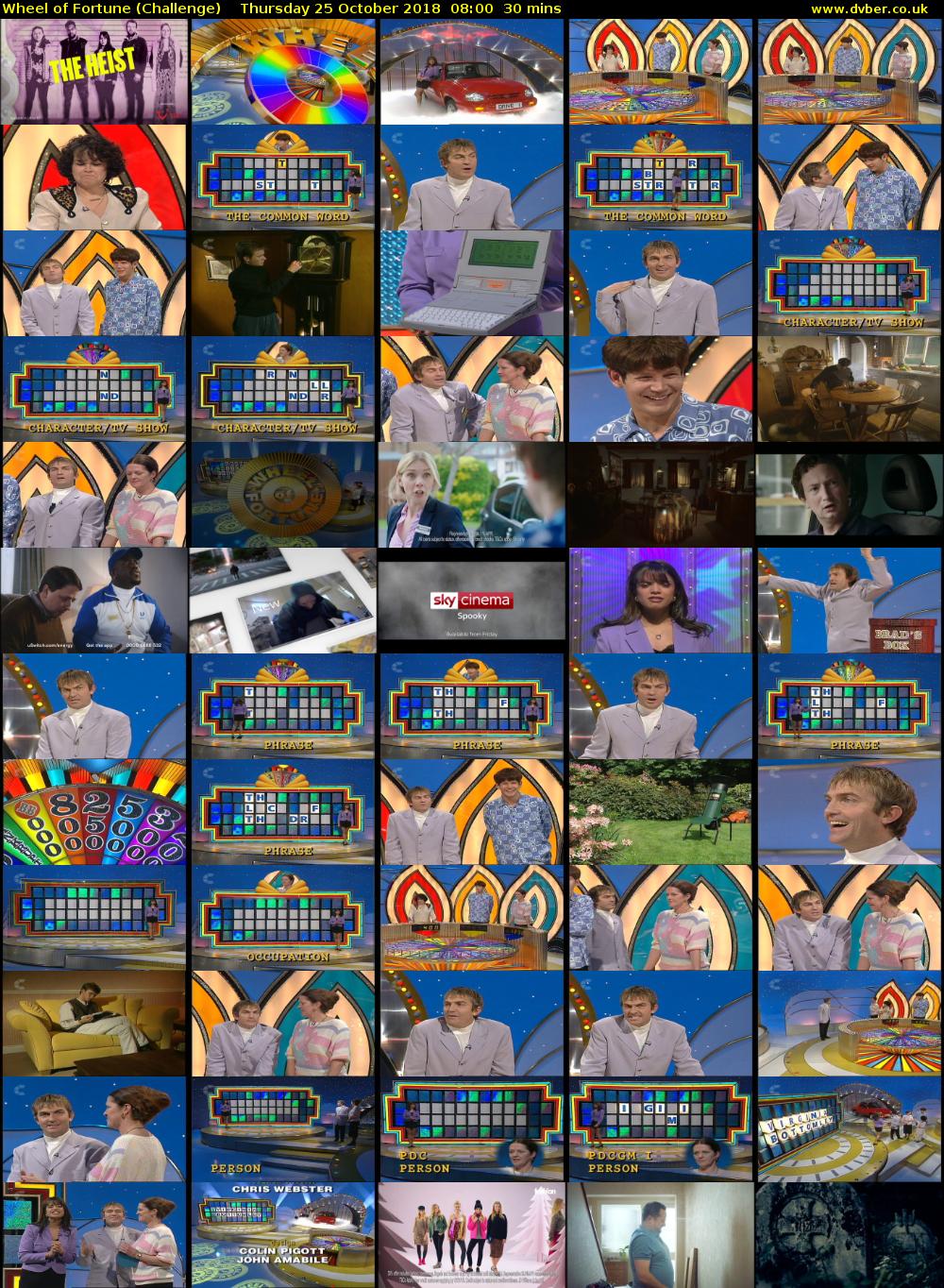 Wheel of Fortune (Challenge) Thursday 25 October 2018 08:00 - 08:30