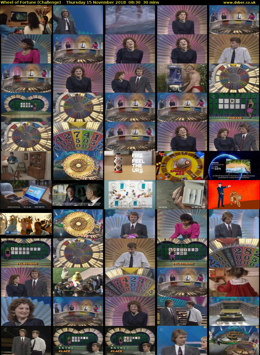 Wheel of Fortune (Challenge) Thursday 15 November 2018 08:30 - 09:00