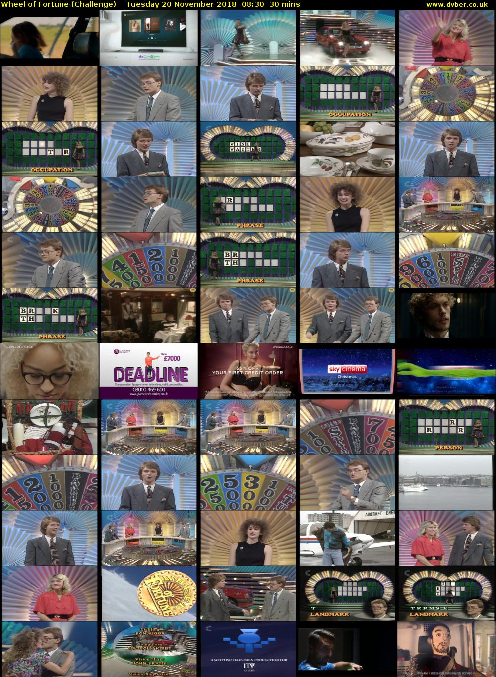 Wheel of Fortune (Challenge) Tuesday 20 November 2018 08:30 - 09:00