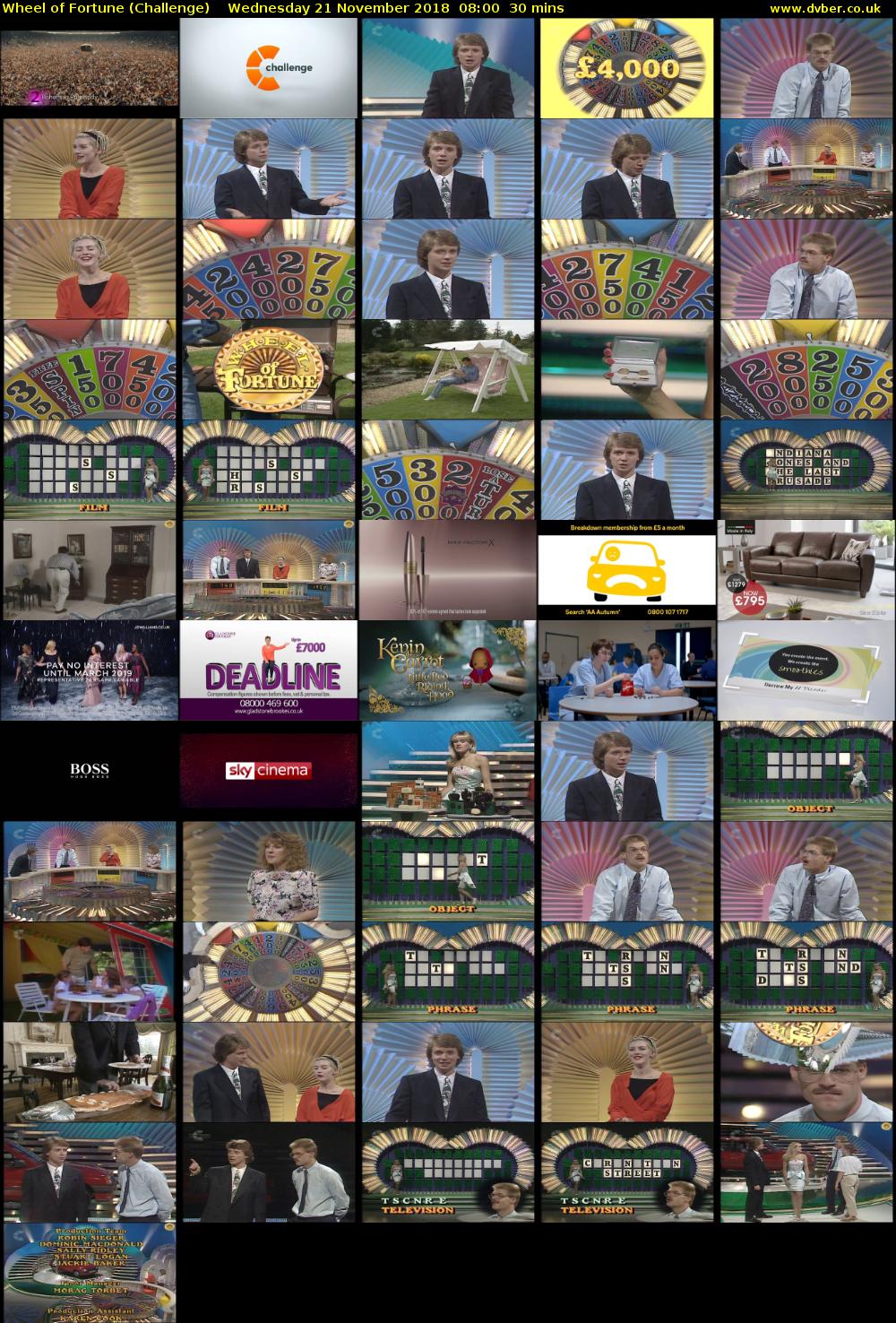 Wheel of Fortune (Challenge) Wednesday 21 November 2018 08:00 - 08:30