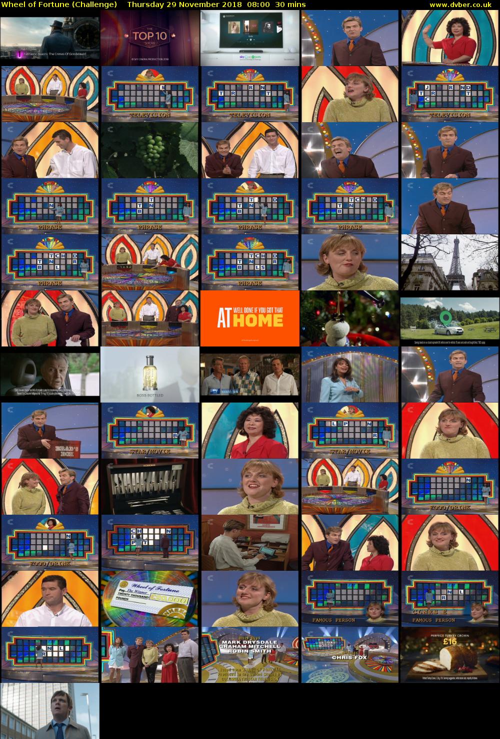 Wheel of Fortune (Challenge) Thursday 29 November 2018 08:00 - 08:30