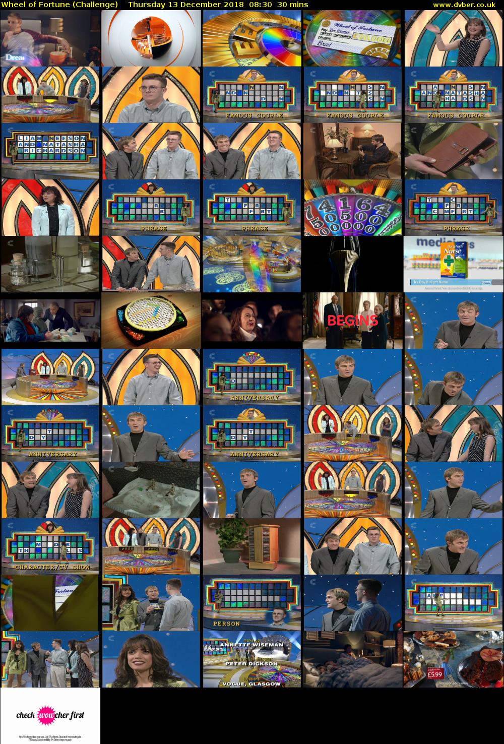 Wheel of Fortune (Challenge) Thursday 13 December 2018 08:30 - 09:00