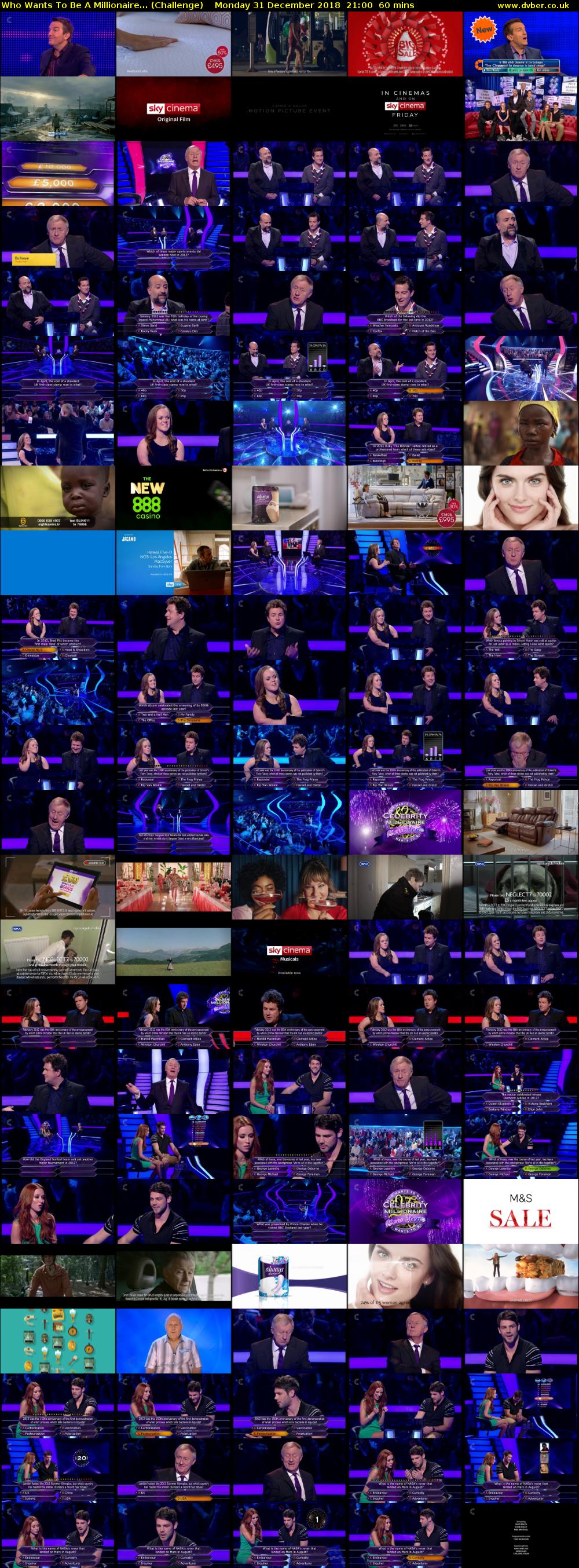 Who Wants To Be A Millionaire... (Challenge) Monday 31 December 2018 21:00 - 22:00