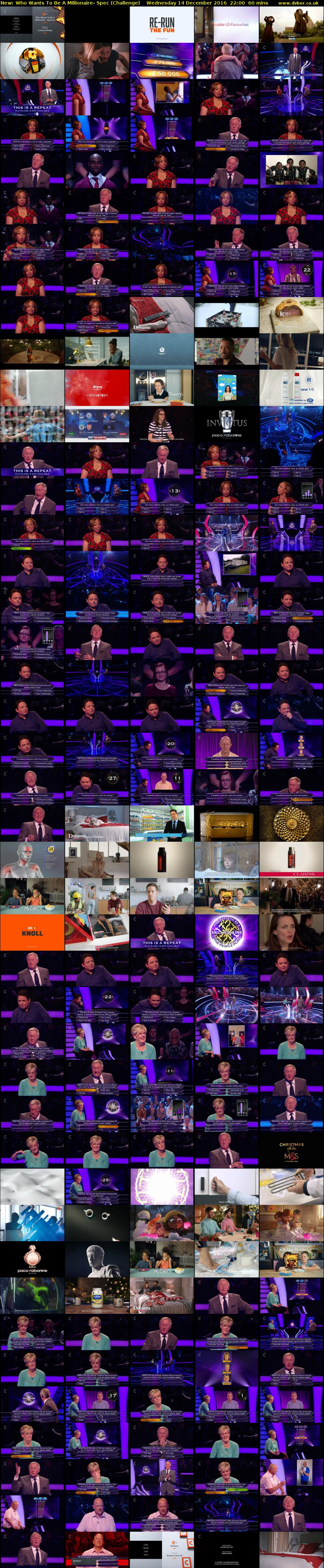 Who Wants To Be A Millionaire- Spec (Challenge) Wednesday 14 December 2016 22:00 - 23:00
