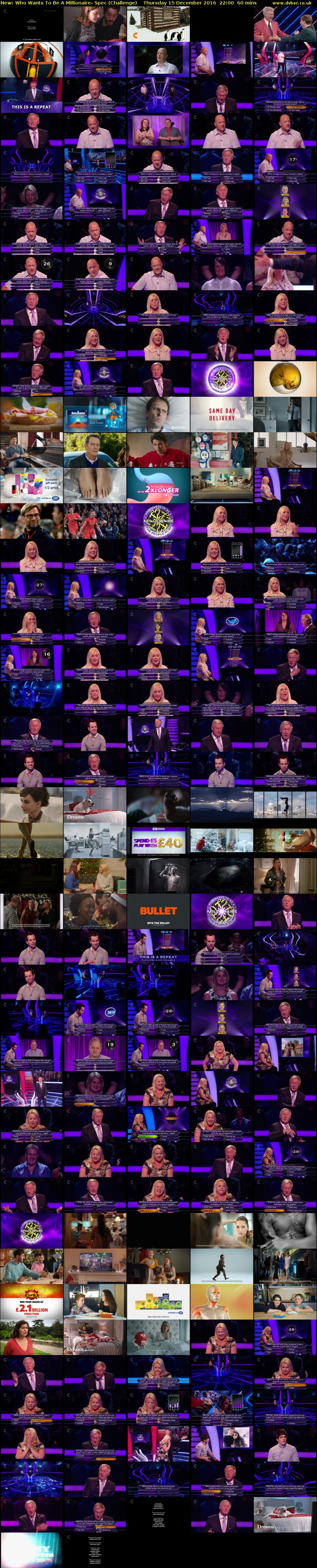 Who Wants To Be A Millionaire- Spec (Challenge) Thursday 15 December 2016 22:00 - 23:00