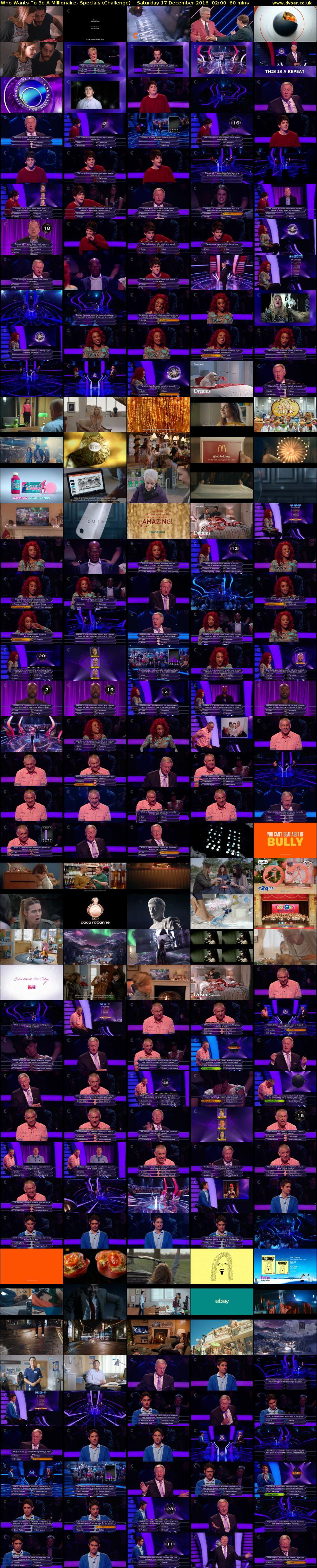 Who Wants To Be A Millionaire- Specials (Challenge) Saturday 17 December 2016 02:00 - 03:00
