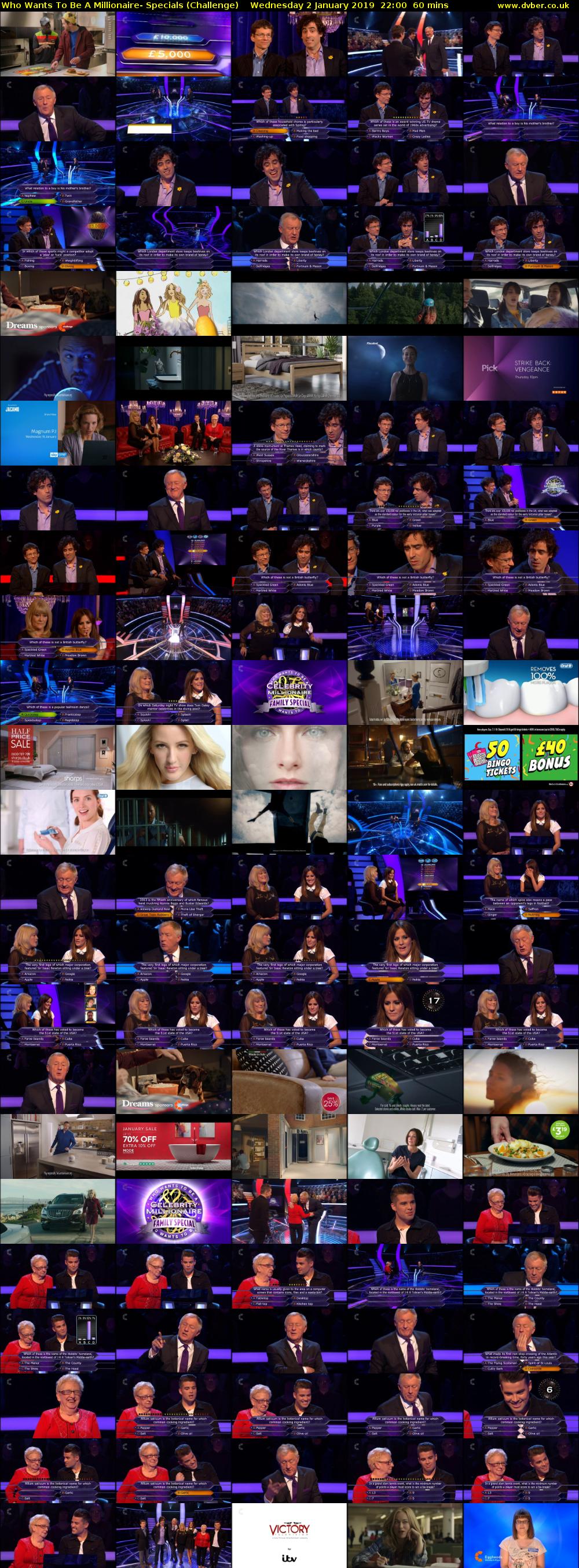 Who Wants To Be A Millionaire- Specials (Challenge) Wednesday 2 January 2019 22:00 - 23:00