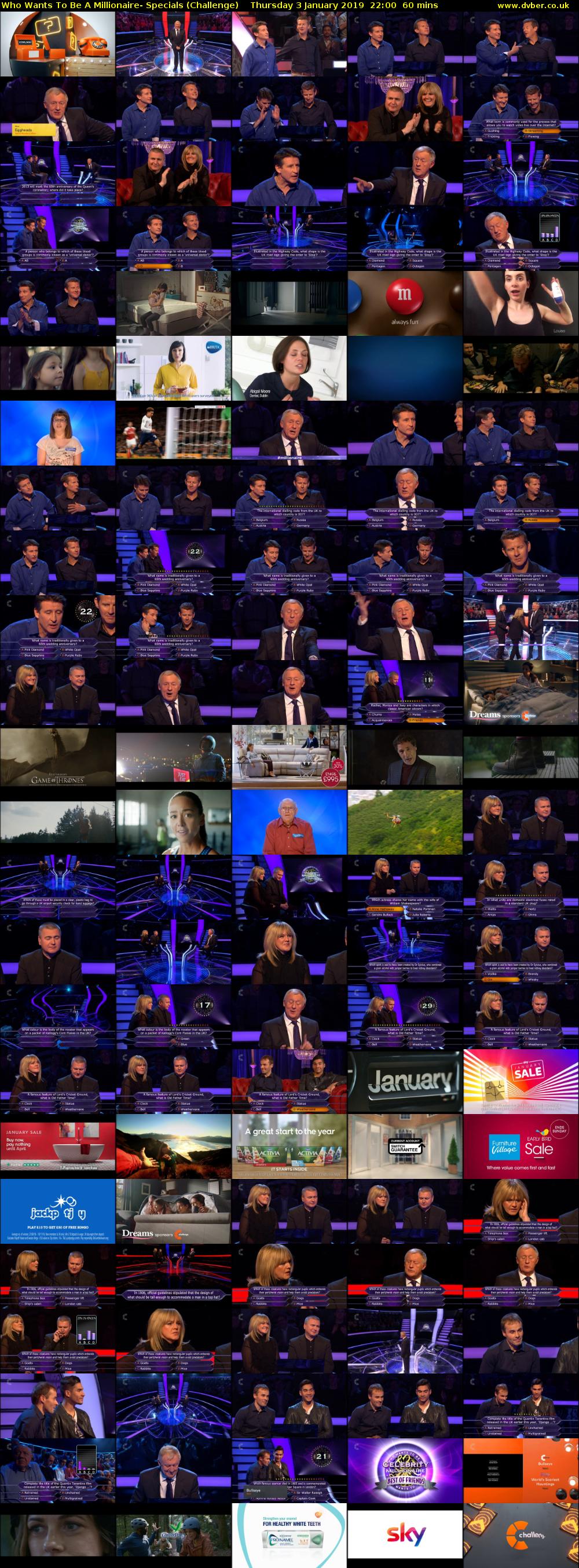 Who Wants To Be A Millionaire- Specials (Challenge) Thursday 3 January 2019 22:00 - 23:00